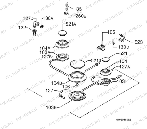 Взрыв-схема плиты (духовки) Zanussi ZXL639IX - Схема узла Functional parts 267